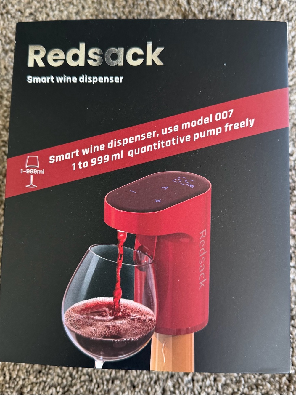 Redsack Smart Wine Dispenser (Model W-007), a rechargeable electric wine aerator